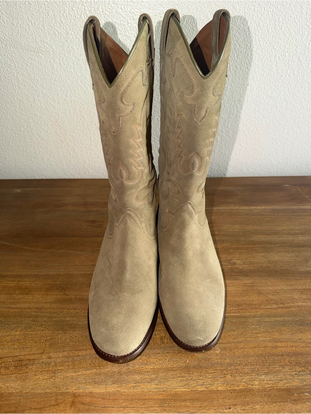 Women's Suede Western Ankle Boots - Taupe
